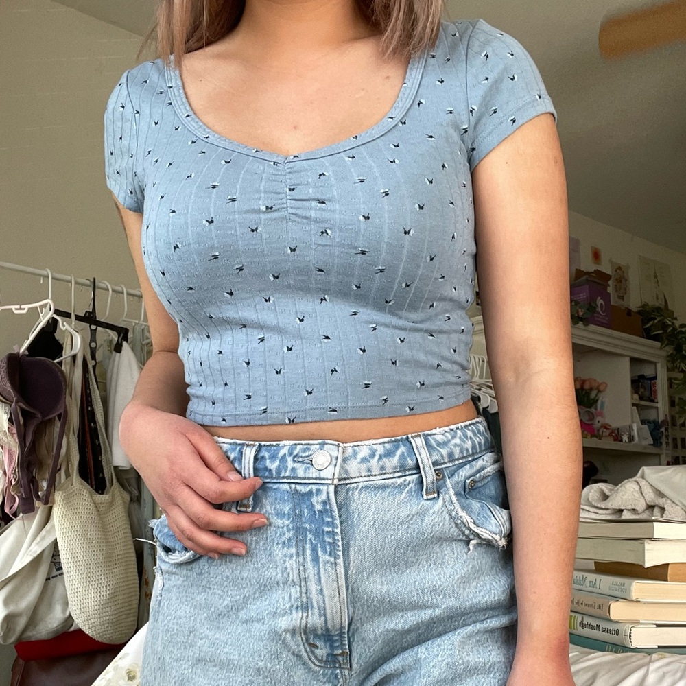 Cotton On Baby Blue Scoop Neck Short Sleeve Top